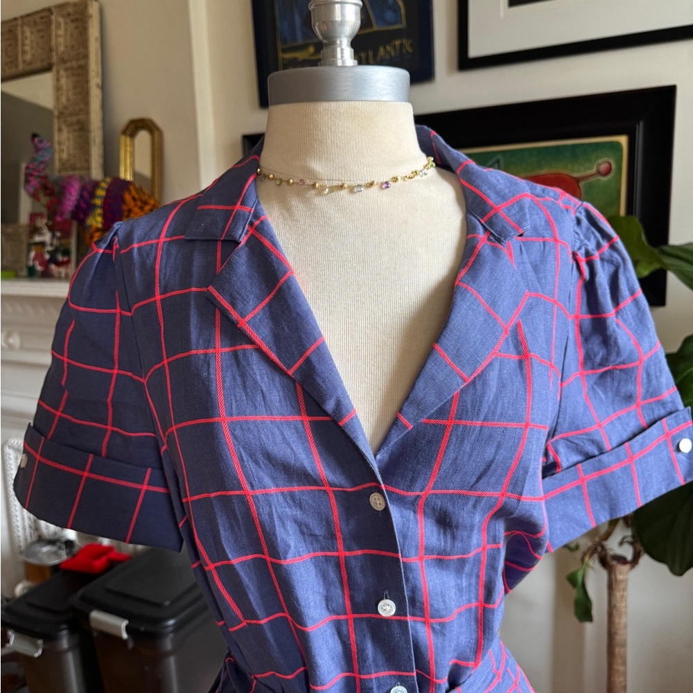Brooks Brothers Navy and Red Plaid Dress - Picture 3 of 8